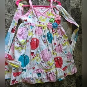 Pink and Blue Pleated Sundress with Spaghetti Straps